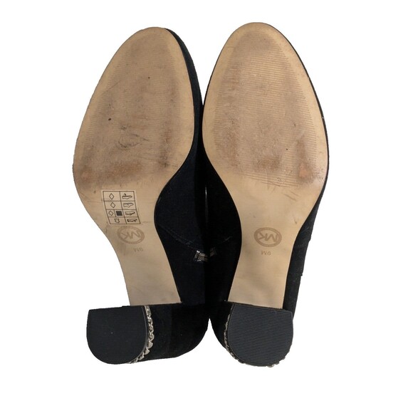 Michael Michael Kors Ankle Booties 9 Black Suede Zip 3"Block Heel V. Good - Picture 10 of 11